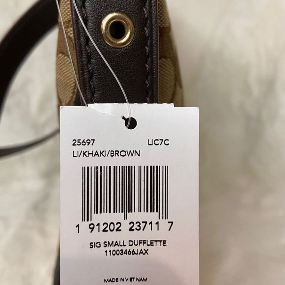 Coach Small Duflette in Signature Jacquard Li/Khaki/Brown Brand New with Tags - Picture 6 of 16